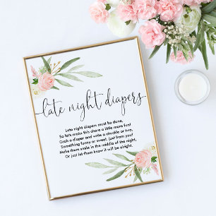 Späte Nacht Windeln Baby Duschgame Schild Rosa Gol