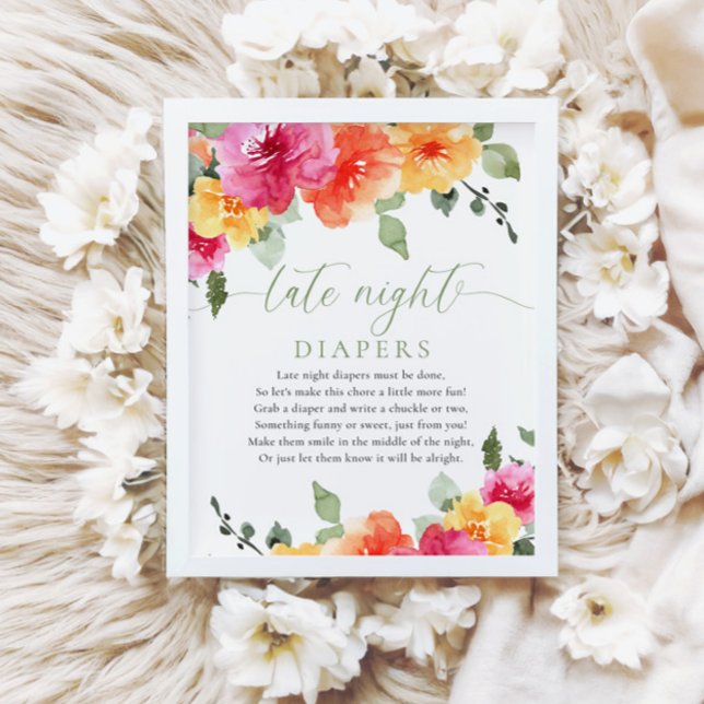 Späte Nacht Windeln farbenfrohe Blütendusche Baby Poster (Von Creator hochgeladen)