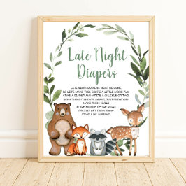 Späte Nacht Windeln Woodland Baby Dusche Spielzeic Poster
