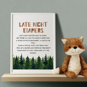 Späte nächtliche Windeln Woodland Baby Showspiel Poster
