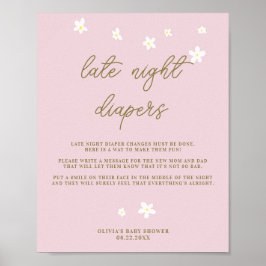 Späte Nachttaucher Babydusche Boho Daisis Pink Poster