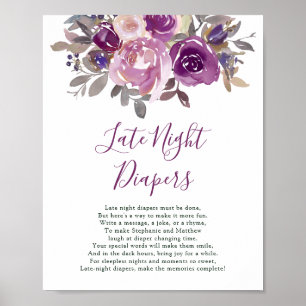 Späte Nachttaucher Dusty Mauve Lila Baby Dusche Poster