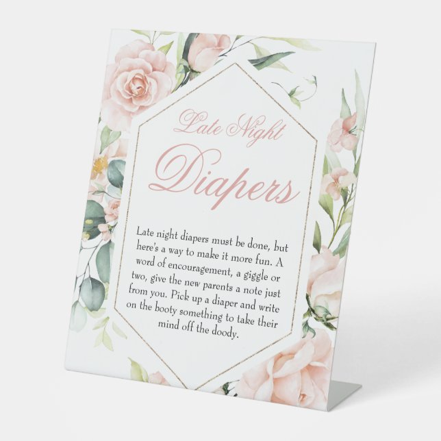 Späte Nachttaucher Girl Blush Babyduschzeichen Sockelschild (Vorderseite)