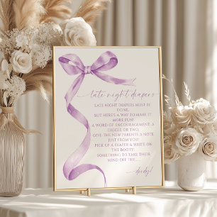 Späte Nachttaucher Lavender Bow Baby Dusche Poster