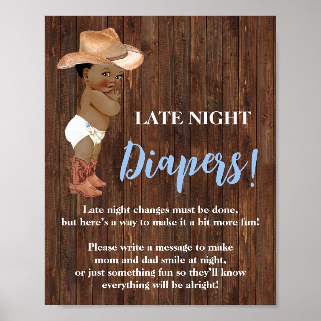 Späte Nachttaucher OM Cowboy Babyduschensignatur Poster (Vorne)