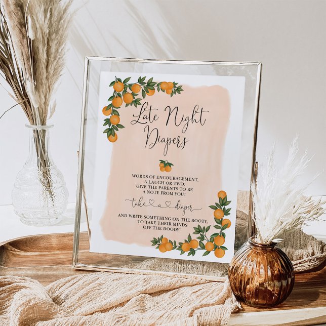 Späte Nachttaucher Orange Citrus Baby Duschzeichen Poster (Von Creator hochgeladen)