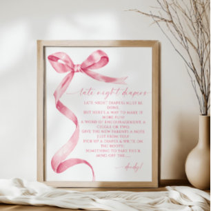 Späte Nachttaucher Pink Bow Baby Dusche Poster