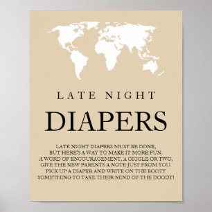 Späte Nachttaucher Reisen Weltkarte Kinderdusche P Poster