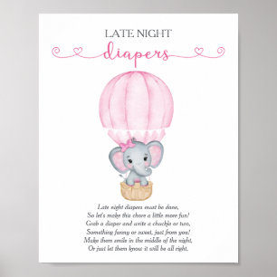 Späte Nachttaucher Rosa Elephant Baby Showspiel Poster