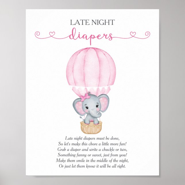 Späte Nachttaucher Rosa Elephant Baby Showspiel Poster (Vorne)