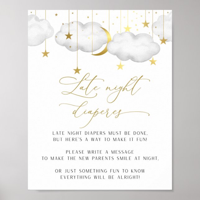 Späte Nachttaucher Schild, Baby Showspielplakat Poster (Vorne)