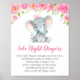 Späte Nachttaucher signieren Elephant Baby Shower  Poster