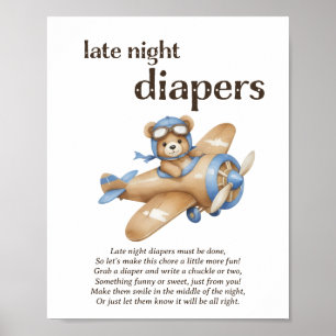 Späte Nachttaucher Teddy Bear Baby Boy Showspiel Poster