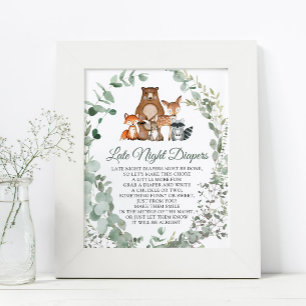 Späte Nachttaucher Woodland Babydusche Poster