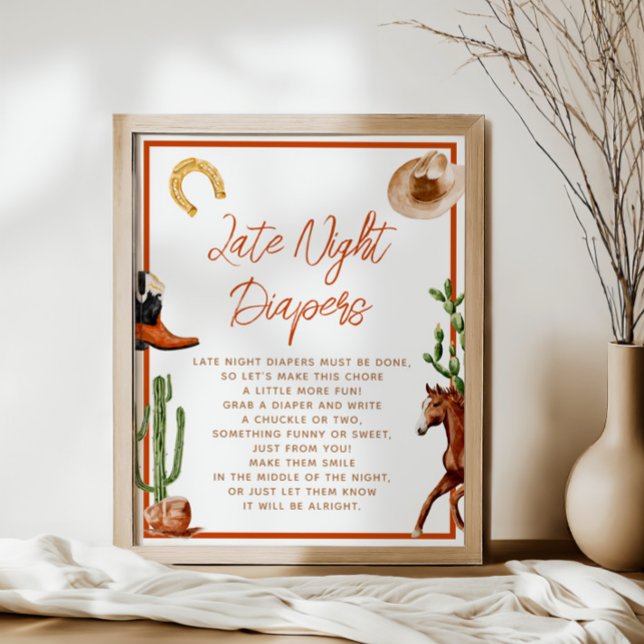Späte Night Diapers Western Rodeo Kinderdusche Poster (Von Creator hochgeladen)