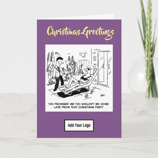 Späte Zuhause aus Party. Weihnachtskarte Feiertagskarte (Vorderseite)