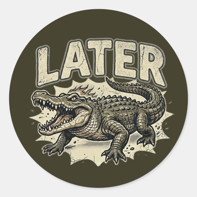 Später Alligator benutzerdefinierter Aufkleber Ges (Vorderseite)