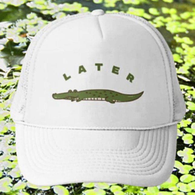 Später Alligator Funny Trucker Hat - Playful Gator Truckerkappe (Von Creator hochgeladen)
