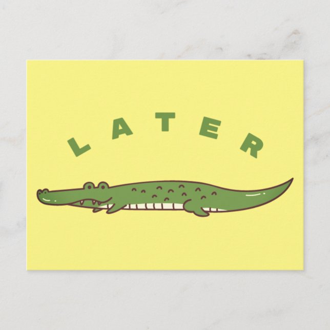 Später Alligator Postkarte - Verspieltes Abschieds (Vorderseite)