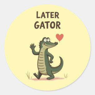 Später Gator Lustiger Alligator Auf Wiedersehen Runder Aufkleber
