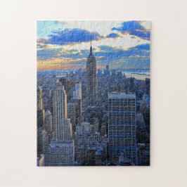 Später Nachmittag NYC Skyline als Sonnenuntergang Puzzle