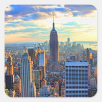Später Nachmittag NYC Skyline als Sonnenuntergang 