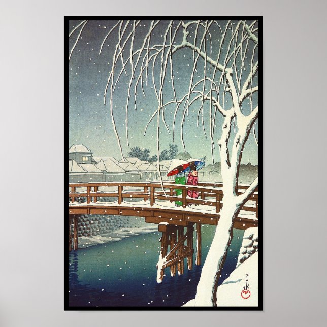 Später Schnee entlang Edo Fluss Hasui Kawase Winte Poster (Vorne)