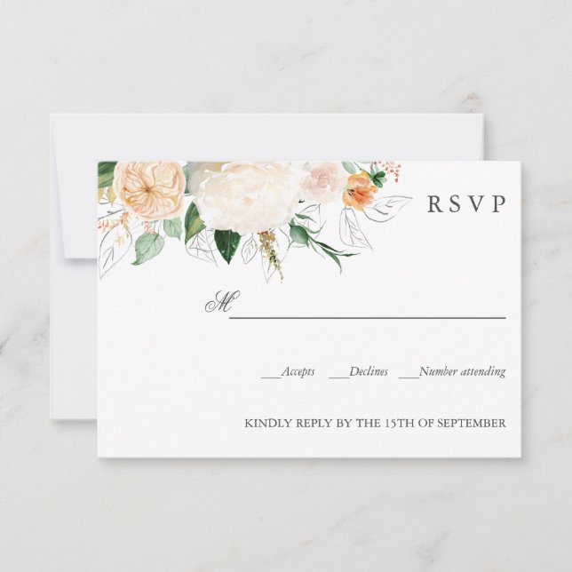 Später Sommer Orange Botanical WEDDING RSVP (Vorderseite)