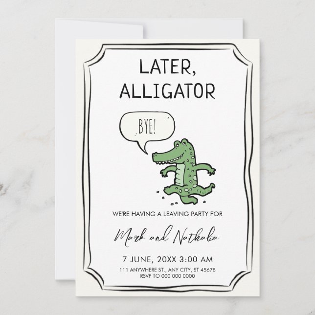 Späterer Alligator, Party Einladung (Vorderseite)