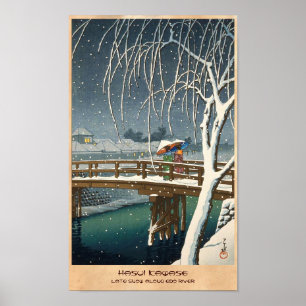 Spätes Schnee entlang Edo River hasui kawase Winte Poster