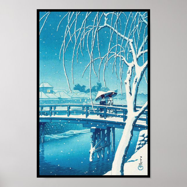 Spätes Schnee entlang Edo River hasui kawase Winte Poster (Vorne)