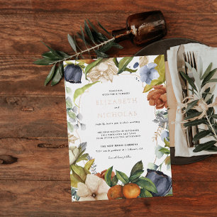 Spätsommer-Zitrus-Blüten   Botanische Hochzeit Folieneinladung
