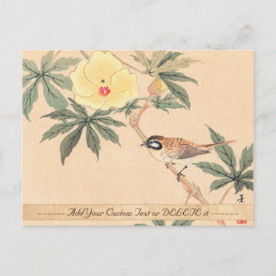 Spatz und Hibiskus Keibun Matsumoto Vogel Blumen Postkarte