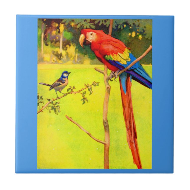 Spatz und Papagei Fliese (Vorderseite)