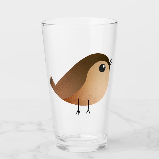 Spatzen-Vogel-Cartoon  Glas (Vorderseite)