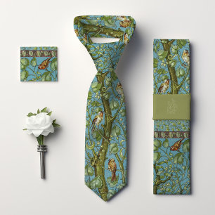 Spatzen Vögel Monogramm Arts and Crafts Herren Krawatte