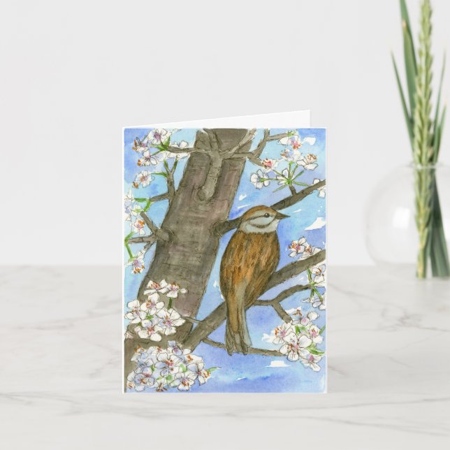 Spatzen-Vogel-Natur-Tier-Aquarell danken Ihnen Dankeskarte (Vorderseite)