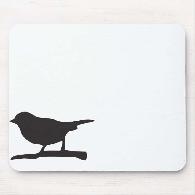 Spatzenvogel u. schwarze u. weiße Silhouette der Mousepad (Vorne)