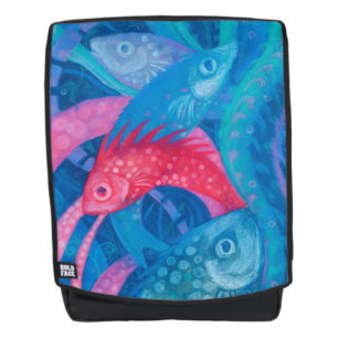 Spawning, Fische, Unterwasserkunst, blau, rosa, mi Rucksack