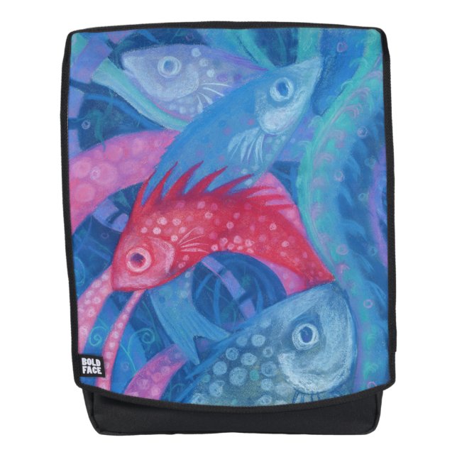 Spawning, Fische, Unterwasserkunst, blau, rosa, mi Rucksack (Vorderseite)