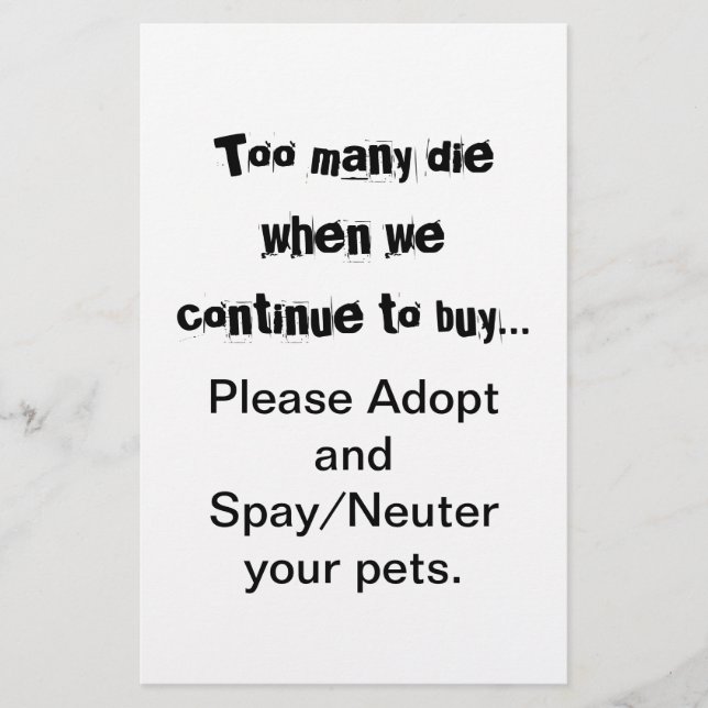 Spay Neuter Adoptier Flyer (Vorne)