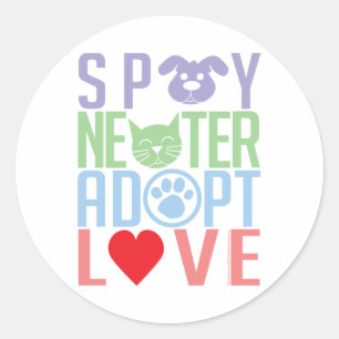 Spay Neuter Adoptiert Liebe 2 Runder Aufkleber