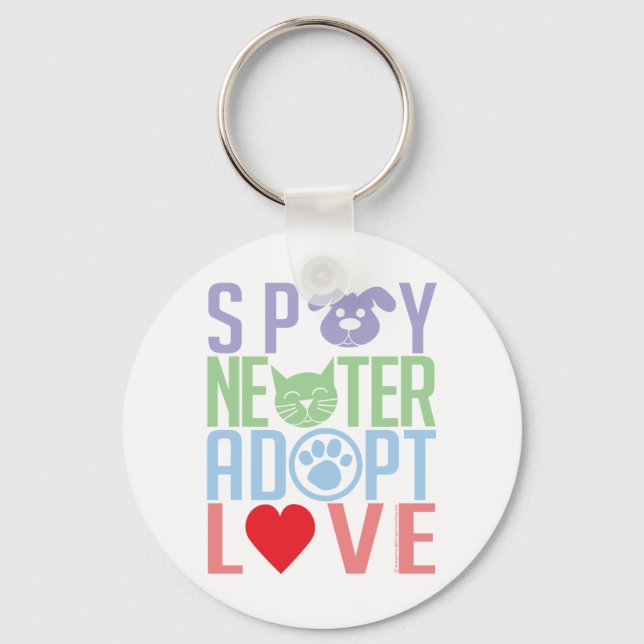 Spay Neuter Adoptiert Liebe 2 Schlüsselanhänger (Vorderseite)