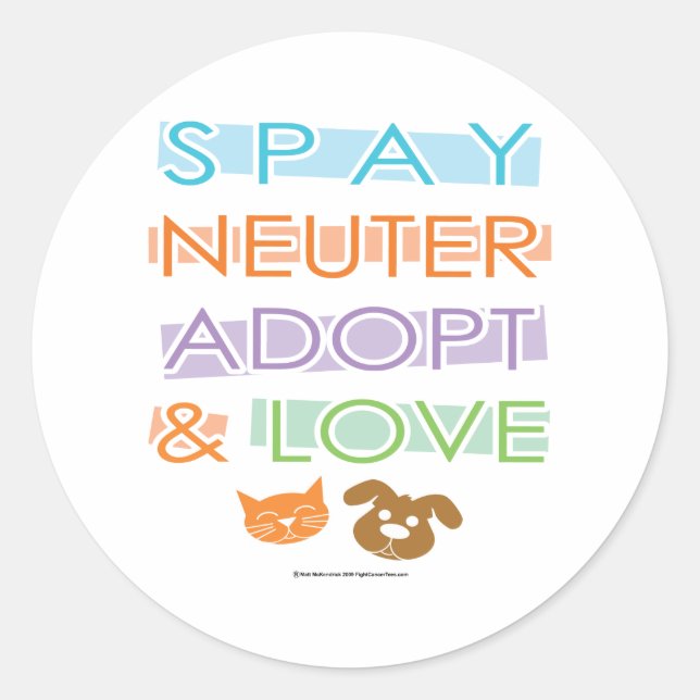 Spay Neuter Adoptiert Liebe Runder Aufkleber (Vorderseite)