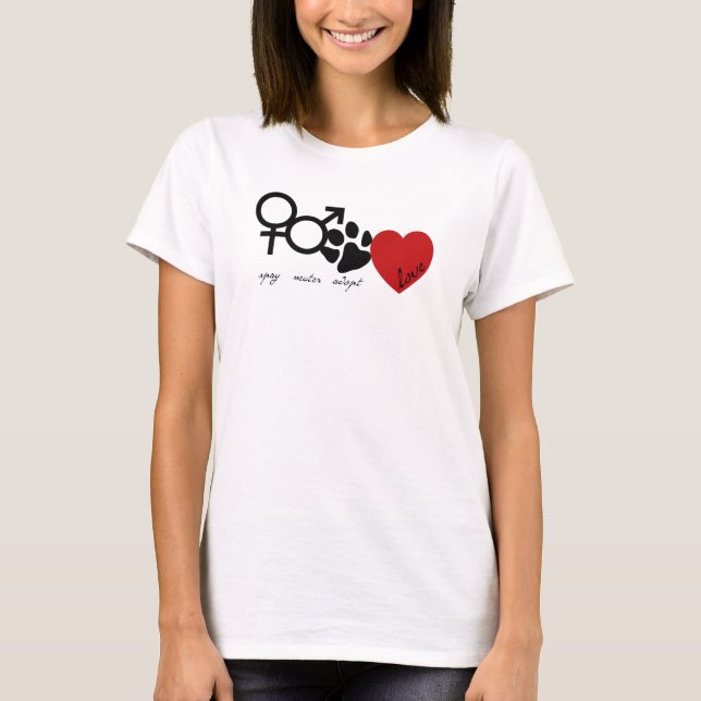 Spay-Neuter-Adoptiert-Liebe T-Shirt (Vorderseite)