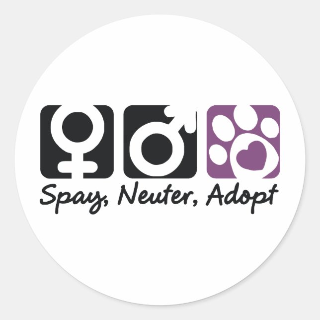 Spay, Neuter, Adoptiert Runder Aufkleber (Vorderseite)