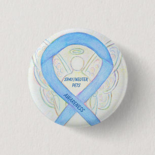 Spay/Neuter Pets Awareness Angel Ribbon Art Button