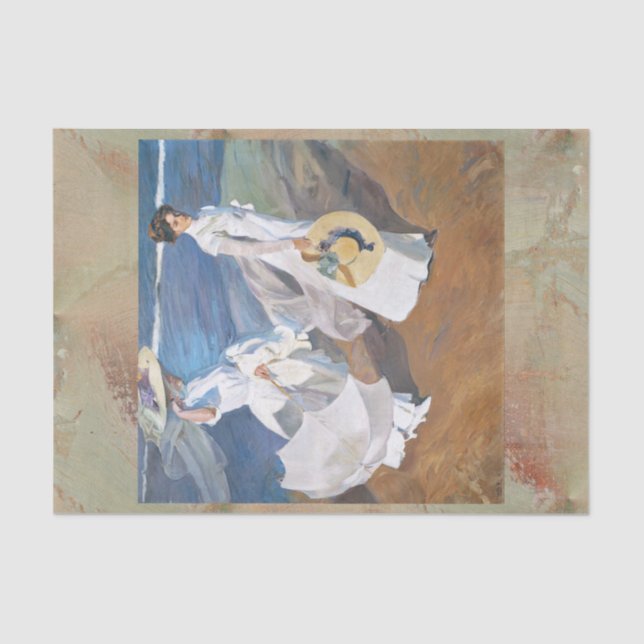 Spazieren Sie entlang der Küste, Joaquín Sorolla Seidenpapier (Vorderseite)
