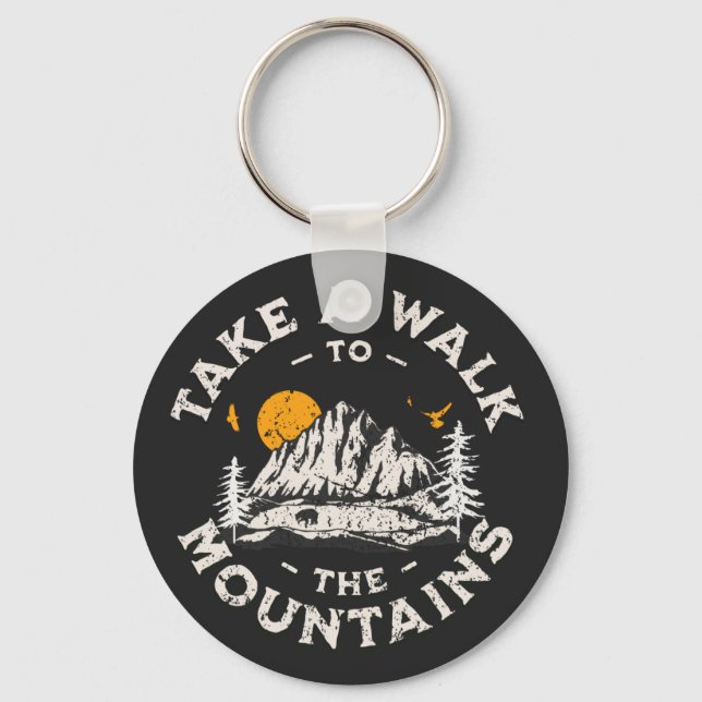 Spazieren Sie zu den Bergen im Freien Schlüsselanhänger (Vorderseite)
