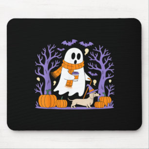 Spazierender Geist-Dackel Lustige Gruselsaison Mousepad
